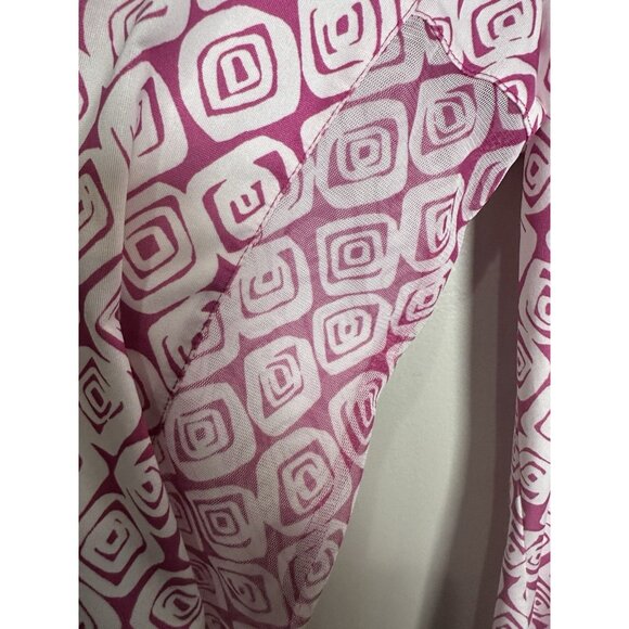 San Soleil Soltex Lux Cooling shirt Size Medium Pink Geometric UPF 50 Vented - Picture 5 of 7
